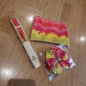 NWT Valentino fan, scrunchie and bag set